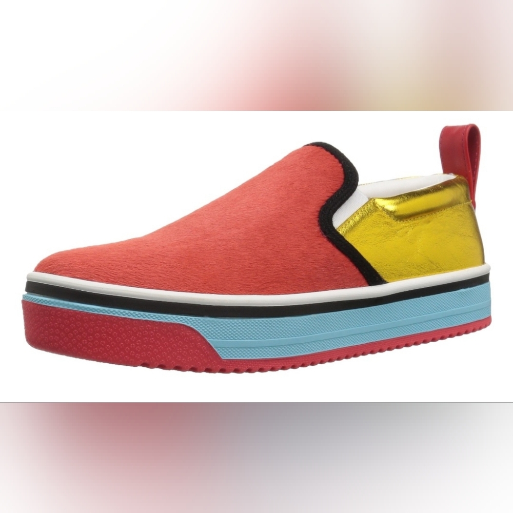 Marc Jacobs Red and Gold Slip-On Sneakers. Men Sz: 9, Wm Sz: 10.5